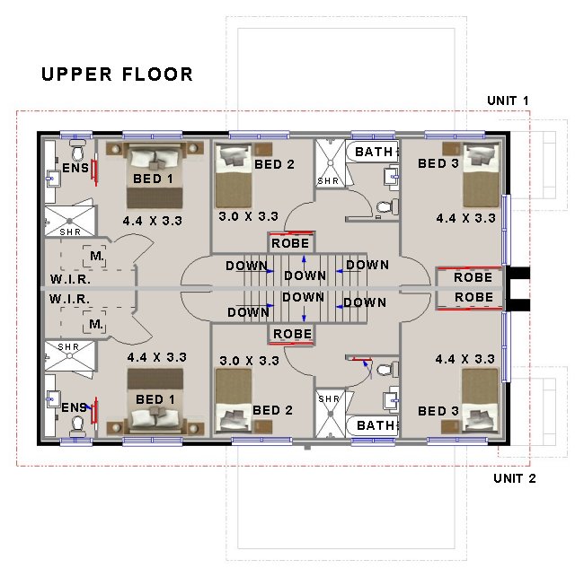 SIX Bedroom Duplex for Hillside Land
